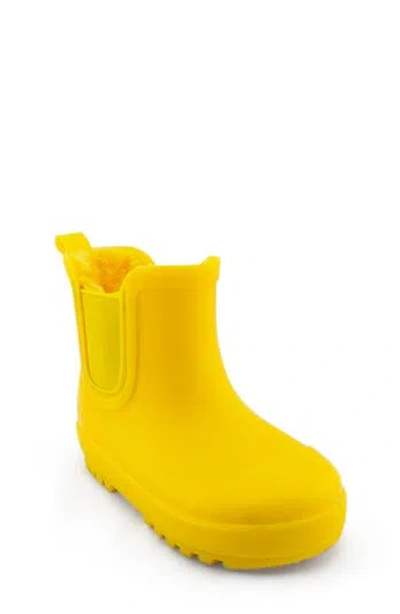 Bearpaw Kids' Shortie Rain Boot With Faux Fur Lining In Yellow