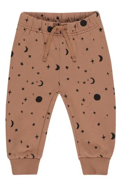 Quincy Mae Celestial Print Cotton Sweatpants In Brown