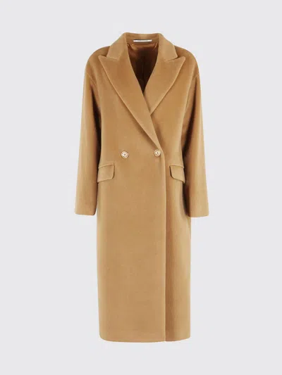 Tagliatore Beige Wool Overfit Coat In Brown
