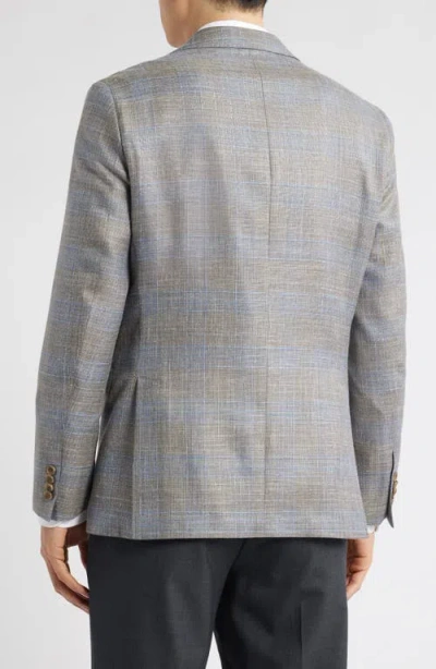 Jack Victor Midland Contemporary Fit Plaid Slub Wool & Silk Blend Sport Coat In Gray