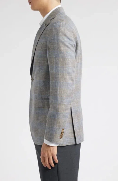 Jack Victor Midland Contemporary Fit Plaid Slub Wool & Silk Blend Sport Coat In Gray