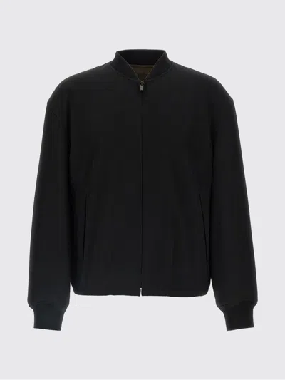 The Row Wool Fenn Bomber Jacket With Ribbed Cuffs And Hem In Black