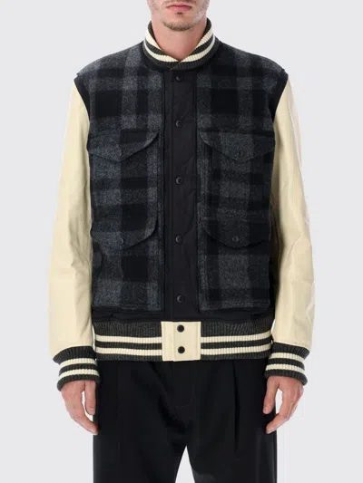 Junya Watanabe Quilted Back Varsity Style Jacket In Black