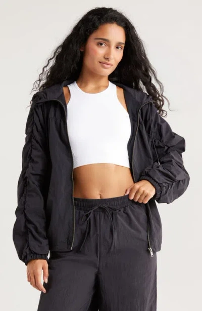 Zella Travel Lite Ruched Jacket In Black