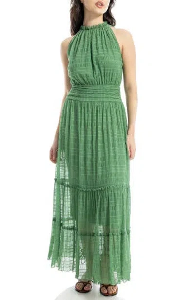 Max Studio Mock Neck Lace Mesh Dress In Green