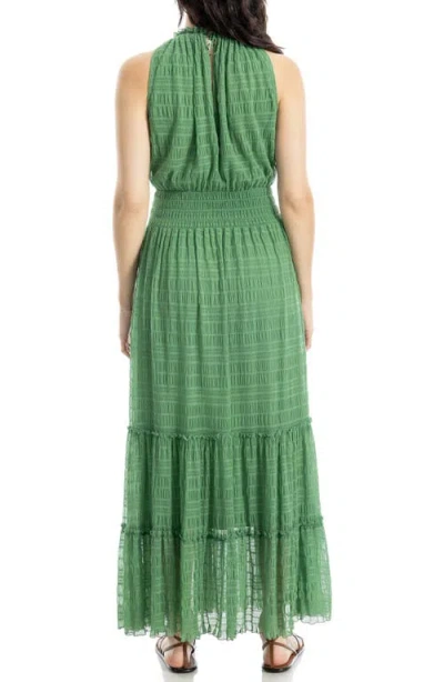 Max Studio Mock Neck Lace Mesh Dress In Green