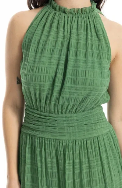 Max Studio Mock Neck Lace Mesh Dress In Green