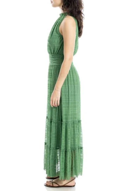 Max Studio Mock Neck Lace Mesh Dress In Green
