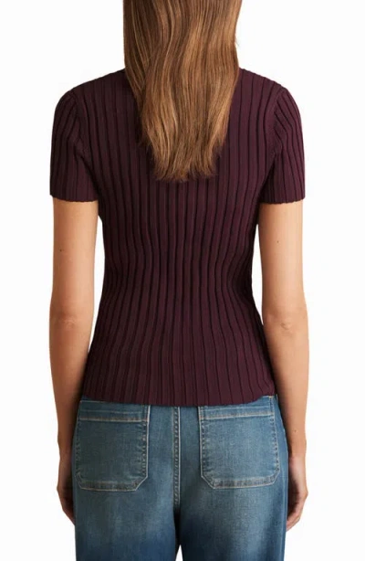 Reiss Poppy Lace-up Polo Sweater In Burgundy