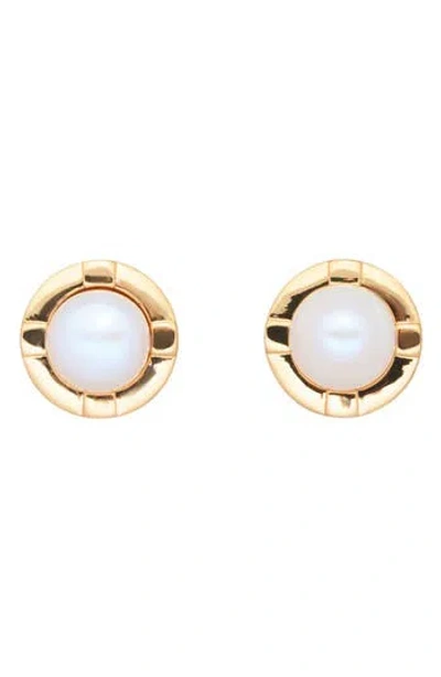 St. Moran Thales Freshwater Pearl Stud Earrings In Gold