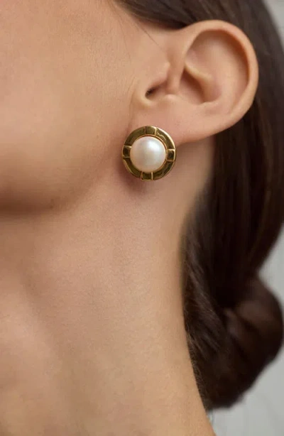 St. Moran Thales Freshwater Pearl Stud Earrings In Gold
