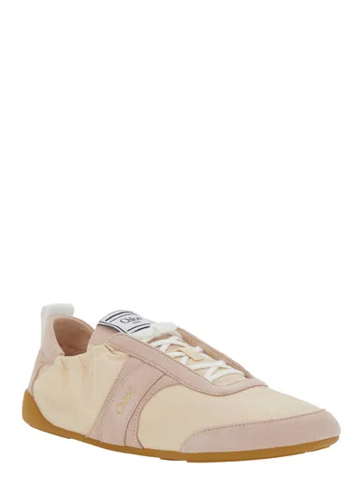 Chloé Women 'kick' Beige Sneaker With Side Lettering Logo And Elasticated Details In Fabric Woman In Multi