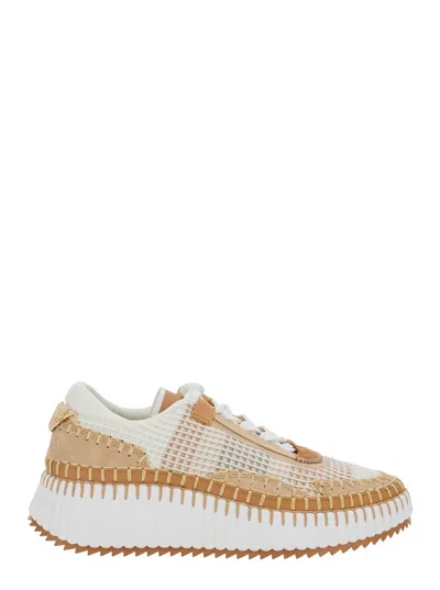 Chloé Mesh Nama Low-top Sneakers With Suede Inserts In Multi