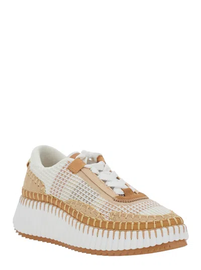 Chloé Mesh Nama Low-top Sneakers With Suede Inserts In Multi