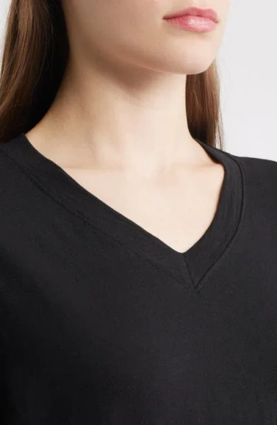 Eileen Fisher V-neck Organic Cotton T-shirt Dress In Black