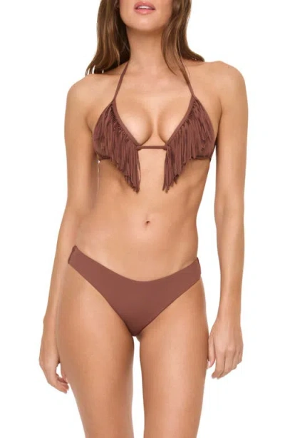L*space Lspace Sienna Fringe Triangle Bikini Top In Brown