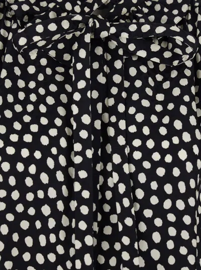 Chloé Women Black Blouse With High Neck And All-over Polka Dot Motif In Silk Woman In Multi