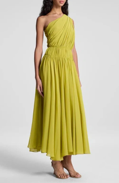 A.l.c . Drew Pleated One-shoulder Maxi Dress In Yellow