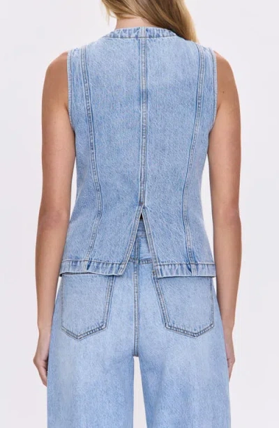 Pistola Gia Fitted Collarless Vest In Gaze In Blue