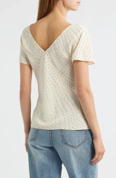 Rag & Bone Yvonne Print Flutter Sleeve Top In White