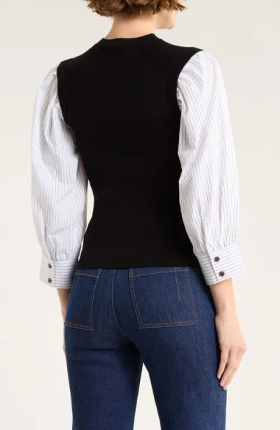 Derek Lam 10 Crosby Tirza Mixed Media Sweater In Black