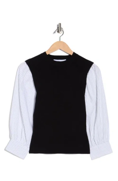 Derek Lam 10 Crosby Tirza Mixed Media Sweater In Black