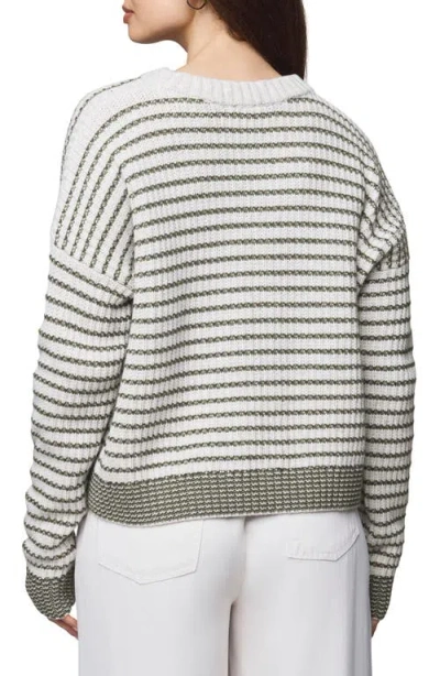 Splendid Lucy Stripe Sweater In Oak Green In White