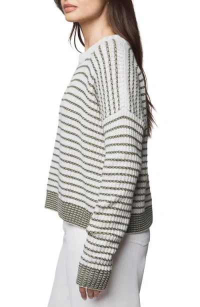 Splendid Lucy Stripe Sweater In Oak Green In White