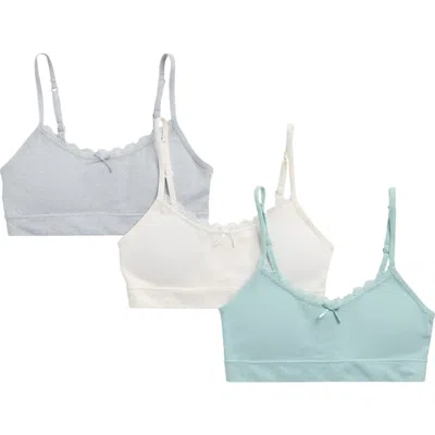 Laura Ashley Kids' Assorted 3-pack Lace & Bow Bralettes In Blue