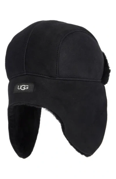 Ugg ® Genuine Shearling Trapper Hat In Black
