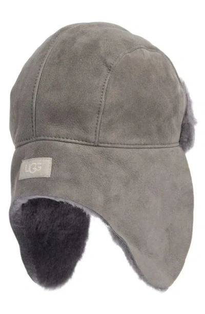 Ugg ® Genuine Shearling Trapper Hat In Gray