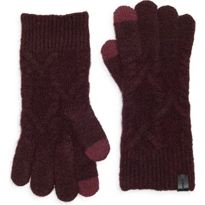 Allsaints Cable Knit Gloves In Red