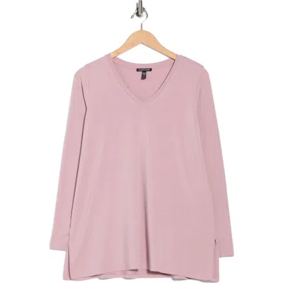 Eileen Fisher V-neck Long Sleeve Tunic In Pink