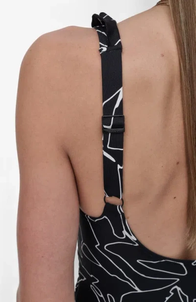 Dkny Ruffle Plunge Neck One-piece Swimsuit In Black