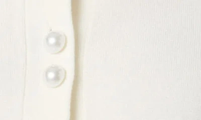 French Connection Faux Pearl Button Cardigan In White