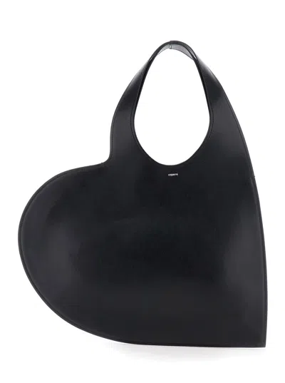 Coperni Women Black Heart Shaped Shoulder Bag With Cut-out On The Handle In Suede Woman In Multi