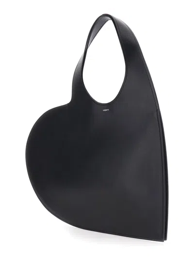 Coperni Women Black Heart Shaped Shoulder Bag With Cut-out On The Handle In Suede Woman In Multi