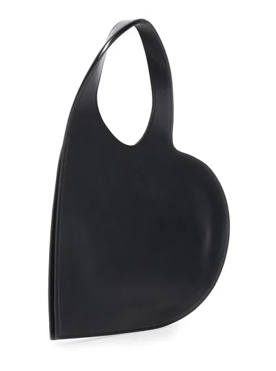 Coperni Women Black Heart Shaped Shoulder Bag With Cut-out On The Handle In Suede Woman In Multi