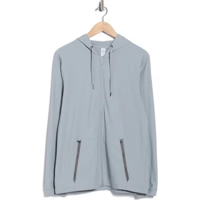 90 Degree By Reflex Warp Fleece Zip Hoodie In Gray