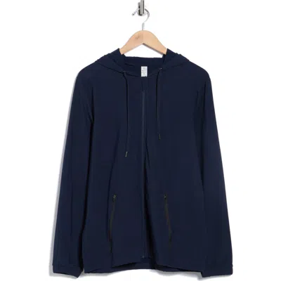 90 Degree By Reflex Warp Fleece Zip Hoodie In Blue