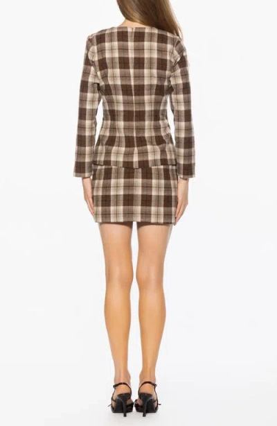 Alexia Admor Rami Plaid Long Sleeve Minidress In Brown