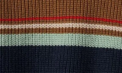 Brixton Racing Stripe Crewneck Sweater In Brown