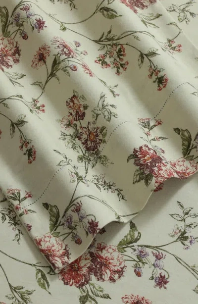 Azores Home Dollhouse Floral Cotton Flannel Sheet Set In Neutral