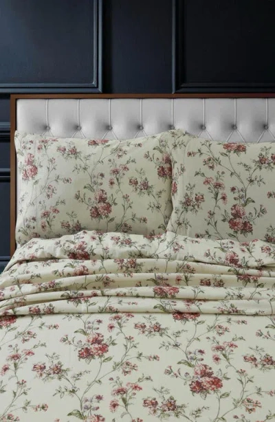 Azores Home Dollhouse Floral Cotton Flannel Sheet Set In Neutral