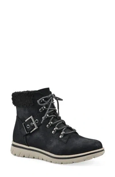 Cliffs By White Mountain Hadrian Faux Shearling Cuff Hiker Bootie In Black