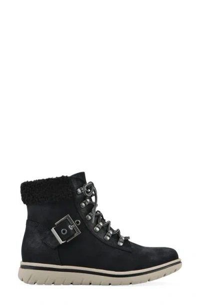 Cliffs By White Mountain Hadrian Faux Shearling Cuff Hiker Bootie In Black
