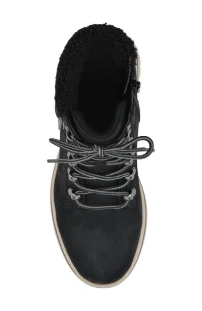 Cliffs By White Mountain Hadrian Faux Shearling Cuff Hiker Bootie In Black