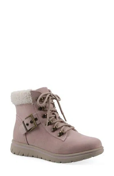 Cliffs By White Mountain Hadrian Faux Shearling Cuff Hiker Bootie In Pink