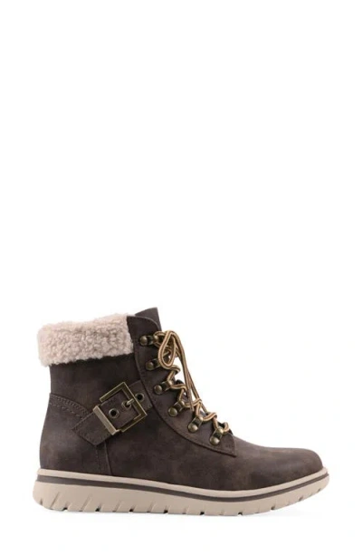 Cliffs By White Mountain Hadrian Faux Shearling Cuff Hiker Bootie In Brown