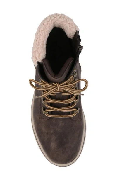 Cliffs By White Mountain Hadrian Faux Shearling Cuff Hiker Bootie In Brown